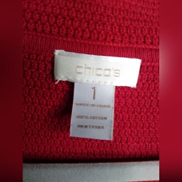 Chico's Red Moto Style Knit Jacket Size 1 / Misses SZ 8 - Picture 5 of 5